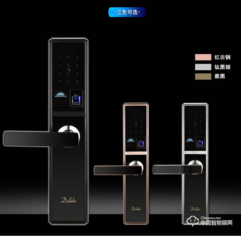 杜鲁克智能锁 家用防盗门指纹锁 别墅铜门木门刷卡密码锁