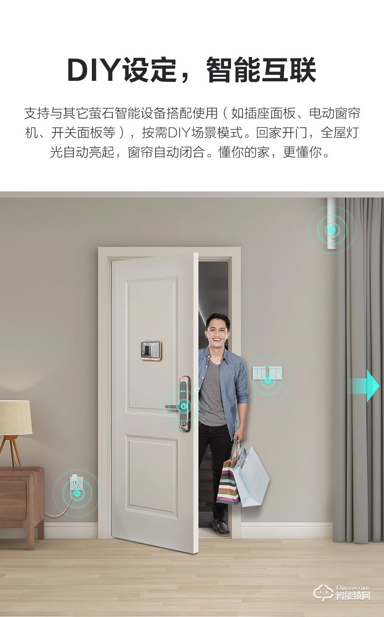 萤石智能锁 20S一握开指纹锁智能电子门锁